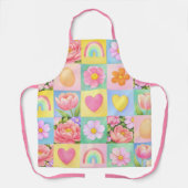 Elegant Abstract Floral Checkerboard Pattern エプロン (正面)