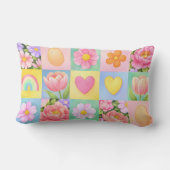 Elegant Abstract Floral Checkerboard Pattern  ランバークッション (裏面)