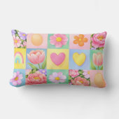 Elegant Abstract Floral Checkerboard Pattern  ランバークッション (正面)