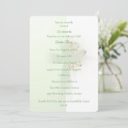 Elegant Abstract Floral Cross Baptism invitation  招待状