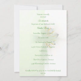 Elegant Abstract Floral Cross Baptism invitation  招待状