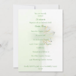 Elegant Abstract Floral Cross Baptism invitation  招待状