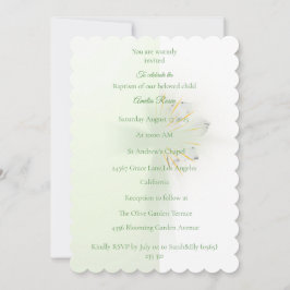 Elegant Abstract Floral Cross Baptism invitation  招待状