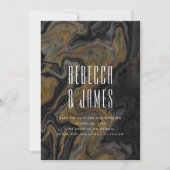 Elegant Abstract Gold Black Marble Wedding セーブザデート (正面)