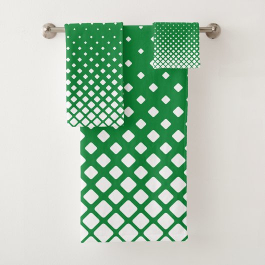 Elegant Abstract Gradient White Diamonds on Green バスタオルセット (インサイチュ)