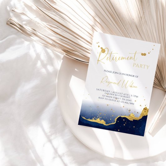 Elegant Abstract Watercolor Retirement Party  招待状