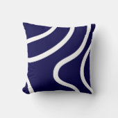 Elegant Abstract White Lines on Dark Blue クッション (正面)