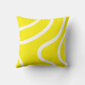 Elegant Abstract White Lines on Yellow Background クッション (裏面)