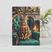 Elegant Abyssinian Cat Regal Holiday Portrait Art シーズンカード (スタンド正面)