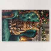 Elegant Abyssinian Cat Regal Holiday Portrait Art ジグソーパズル (横)