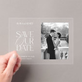 Elegant Acrylic Save the Date Photo Wedding アクリル招待状 (インサイチュ (ポータブル))