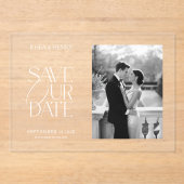 Elegant Acrylic Save the Date Photo Wedding アクリル招待状 (正面)