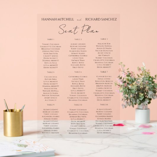 Elegant Acrylic Wedding Seating Chart アクリルサイン (ウェディング)