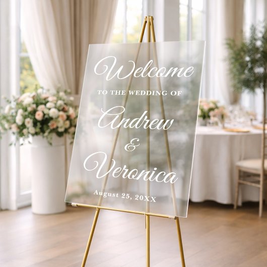 Elegant Acrylic Wedding Welcome Sign Script Names アクリルサイン
