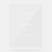 Elegant Acrylic Wedding Welcome Sign Script Names アクリルサイン (正面)