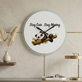 Elegant Aesthetic Panda Gift – Simple Minimal Cute ラージ壁時計