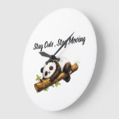 Elegant Aesthetic Panda Gift – Simple Minimal Cute ラージ壁時計 (傾斜)