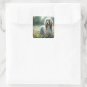 Elegant Afghan Hound – Floral Meadow Painting スクエアシール (バッグ)