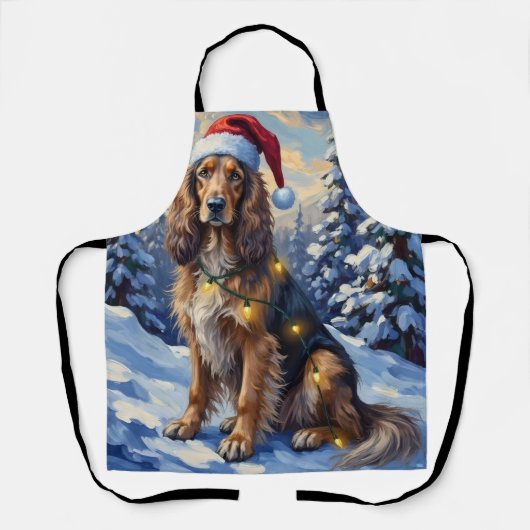 Elegant Afghan Hound Winter Wonderland Christmas エプロン (正面)