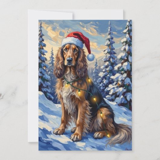 Elegant Afghan Hound Winter Wonderland Christmas シーズンカード (正面)