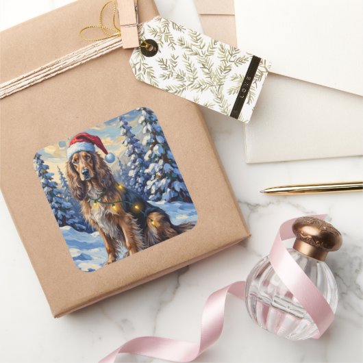 Elegant Afghan Hound Winter Wonderland Christmas スクエアシール (ギフト)