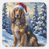 Elegant Afghan Hound Winter Wonderland Christmas スクエアシール (正面)