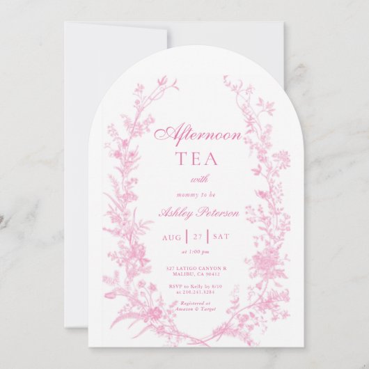 Elegant Afternoon Tea Party Girl Baby Shower 招待状 (正面)