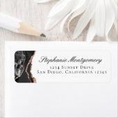 Elegant Agate Black White Rose Gold Foil Address ラベル (インサイチュ)