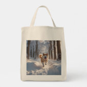 Elegant Akita Grocery Tote トートバッグ (裏面)