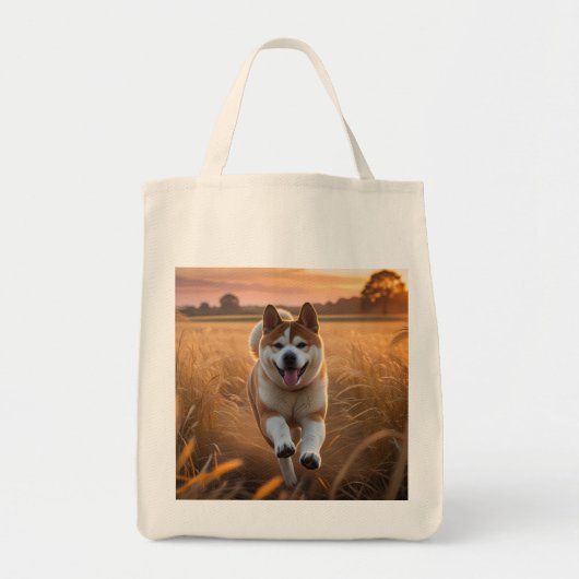 Elegant Akita Grocery Tote トートバッグ (正面)