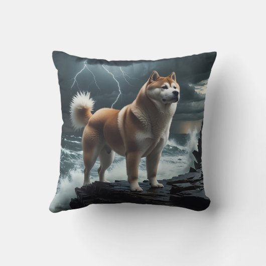 Elegant Akita Throw Pillow クッション (裏面)