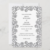 Elegant All in One Floral Black & White Wedding 招待状 (正面)