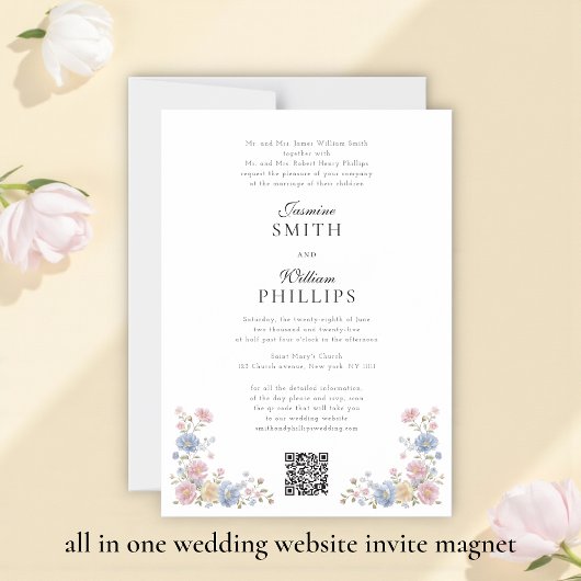 Elegant all in one wedding website invite Magnet マグネット招待状