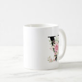 Elegant Alphabet Coffee Cup with Pink Rose Design コーヒーマグカップ (正面右)
