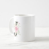 Elegant Alphabet Coffee Cup with Pink Rose Design コーヒーマグカップ (正面左)