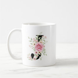 Elegant Alphabet Coffee Cup with Pink Rose Design コーヒーマグカップ