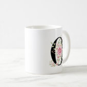 Elegant Alphabet Coffee Cup with Pink Rose Design コーヒーマグカップ (正面右)