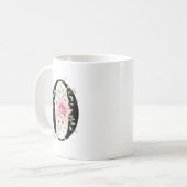 Elegant Alphabet Coffee Cup with Pink Rose Design コーヒーマグカップ (正面左)