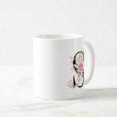 Elegant Alphabet Coffee Cup with Pink Rose Design コーヒーマグカップ (正面右)