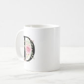 Elegant Alphabet Coffee Cup with Pink Rose Design コーヒーマグカップ (正面左)
