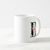 Elegant Alphabet Coffee Cup with Pink Rose Design コーヒーマグカップ (正面右)