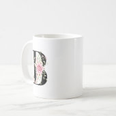 Elegant Alphabet Coffee Cup with Pink Rose Design コーヒーマグカップ (正面左)
