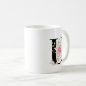 Elegant Alphabet Coffee Cup with Pink Rose Design コーヒーマグカップ (正面右)