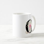 Elegant Alphabet Coffee Cup with Pink Rose Design コーヒーマグカップ (正面右)