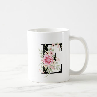 Elegant Alphabet Coffee Cup with Pink Rose Design コーヒーマグカップ