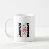 Elegant Alphabet Coffee Cup with Pink Rose Design コーヒーマグカップ (左)