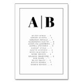 Elegant Alphabetical Seating Chart Cards テーブルナンバー (正面)