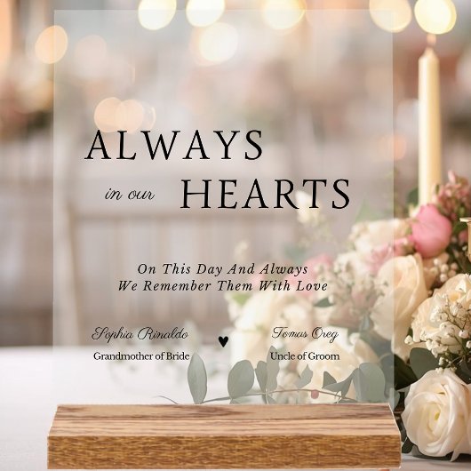Elegant Always In Our Hearts Wedding Memorial  アクリルサイン