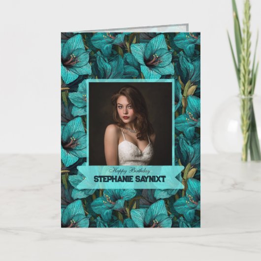 Elegant Amaryllis Birthday Gift For Her カード (正面)