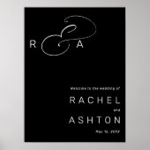 Elegant Ampersand Monogram Wedding Welcome Sign ポスター (正面)